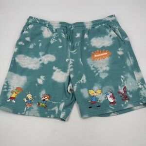 Nickelodeon Shorts MENS 2XL XXL Fleece SWEAT Jogger Shorts TYE DYED‎ DRAWSTRINGS